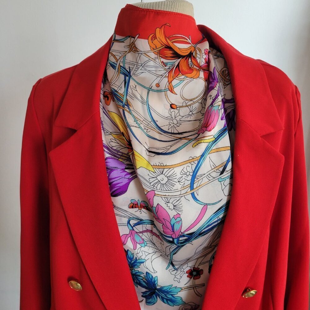 Nanette Lepore Red Double-Breasted Blazer w/Decorative Buttons Cuffs (Size: 12) - Picture 4 of 16